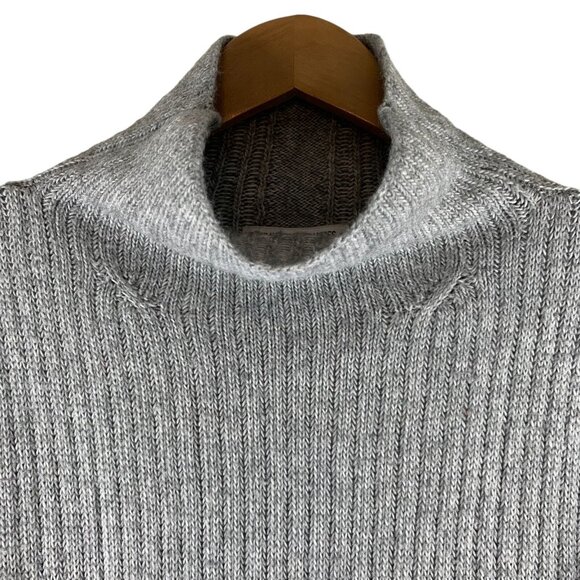 ELIZABETH and JAMES Ash Gray Minimalist Ribbed Knit Turtleneck Sweater Size S - Picture 3 of 7
